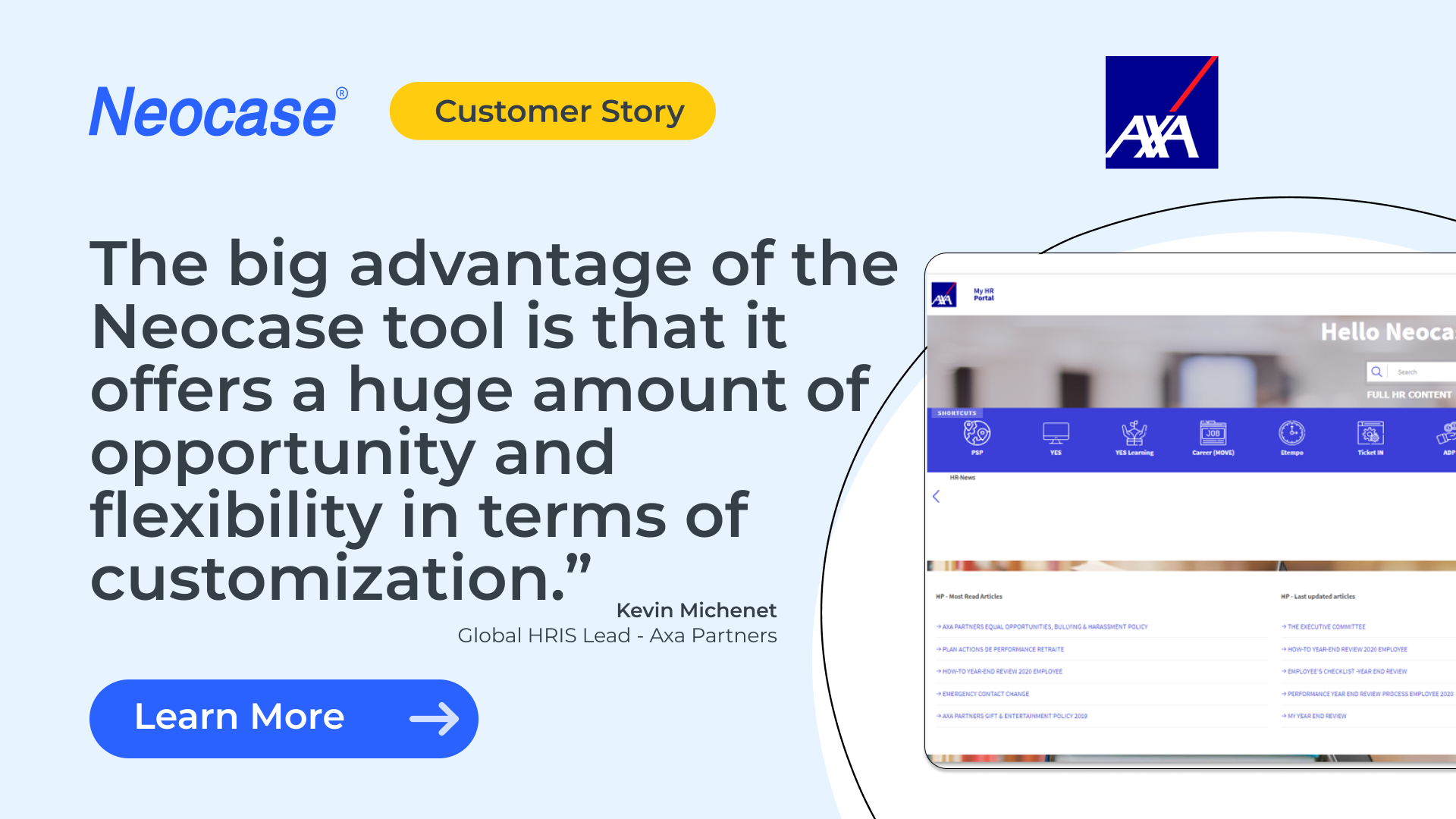 Axa Partners digitized employee documentation onboarding preboarding and employee requests with Neocase