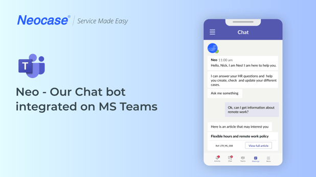 Neo, Chat bot intégré à Microsoft Teams