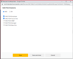 Permissions options for HR Knowledge Base
