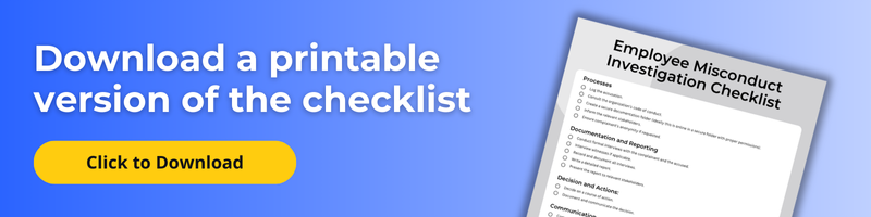 Printable version of the employee misconduct checklist